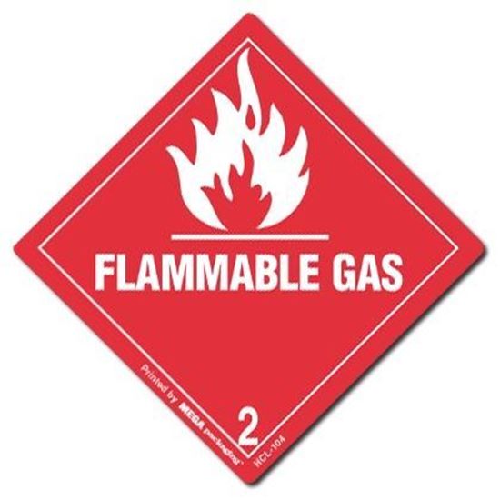 Picture of Flammable Gas 2 - Red and White Printed Label 4 x 4