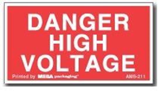 Picture of Danger High Voltage - Red and White Printed Label 1-1/2 x 2-3/4