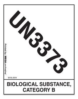 Picture of UN3373 Biological Substance - Red and White Printed Label 4-3/4 x 4