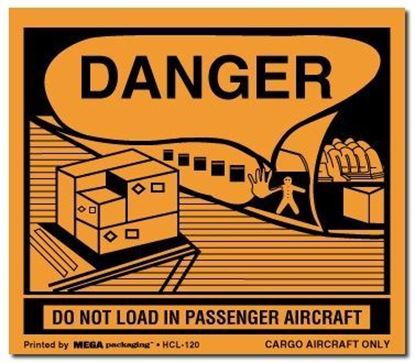 Picture of Danger Do Not Load In Passenger Aircraft