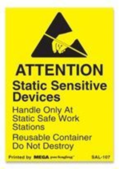 Picture of Attention Static Sensitive Devices - Yellow 1-3/4 x 2-12