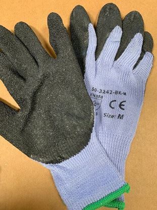 Picture of Black Latex Coated Gloves - Grey String Knit