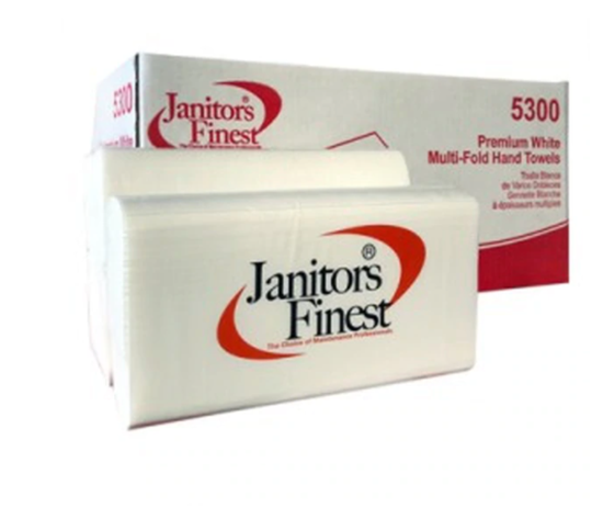 Picture of Janitors Finest White Multifold Towels - 9.25 x 9.45