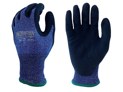 Picture of Black Sandy Foam Nitrile Coated Palm & Finger Gloves - Blue Knit Wrist